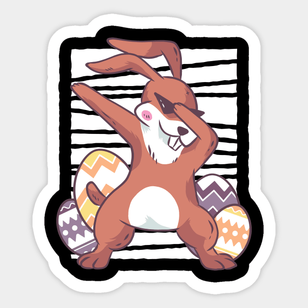 Vintage Style Dabbing Bunny Design Sticker by CoolArts